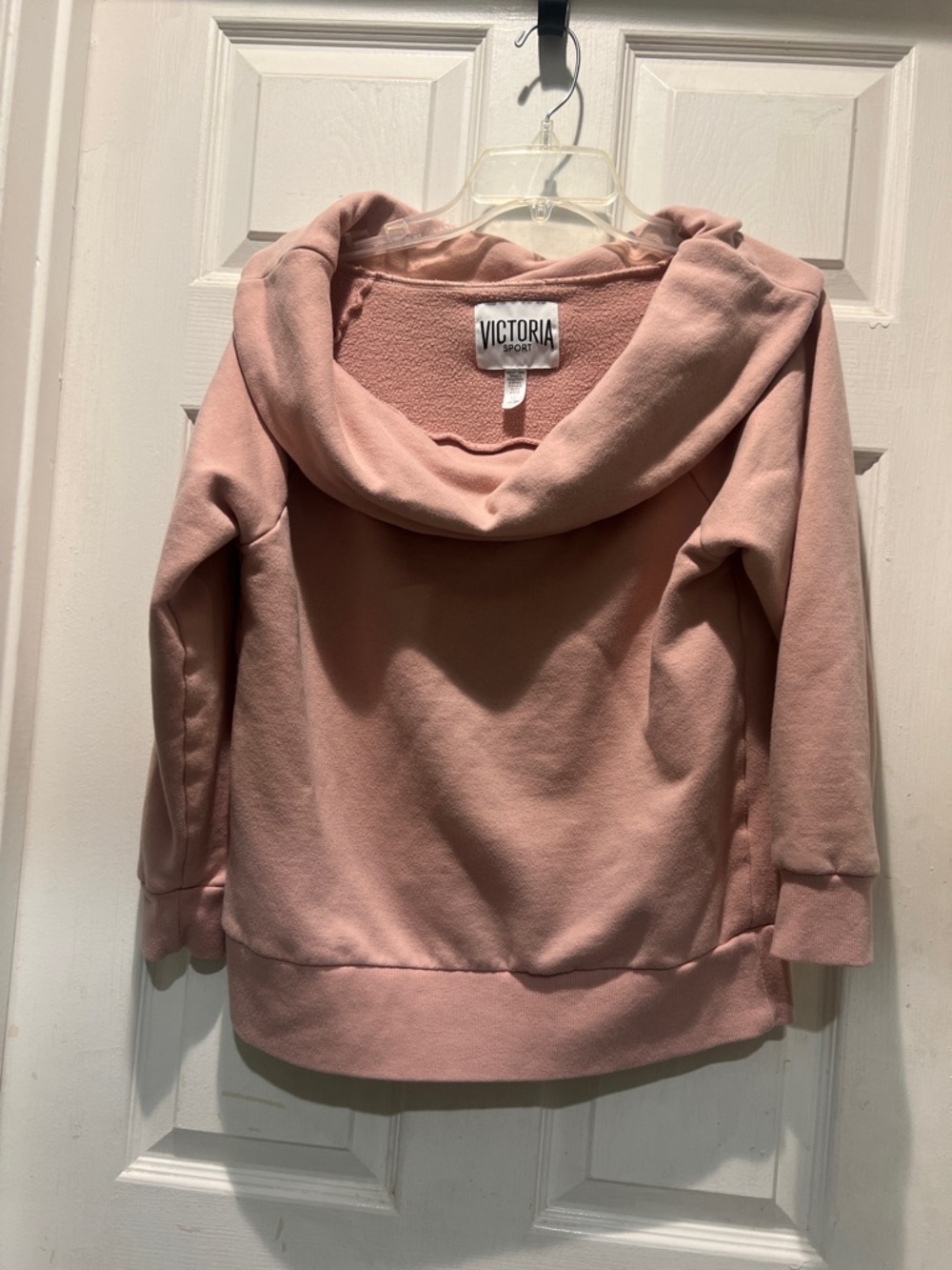 Victoria Sport Women's Off-Shoulder Pullover Hoodie in Dusty Rose